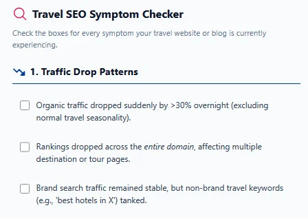 Step 2: Enter traffic drop symptoms