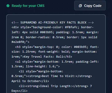 Step 3: Copy generated HTML and Schema to clipboard
