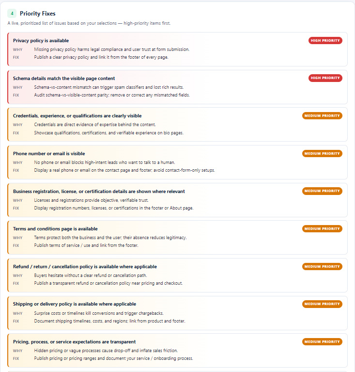 Image highlighting the first priority fixes from the blog.