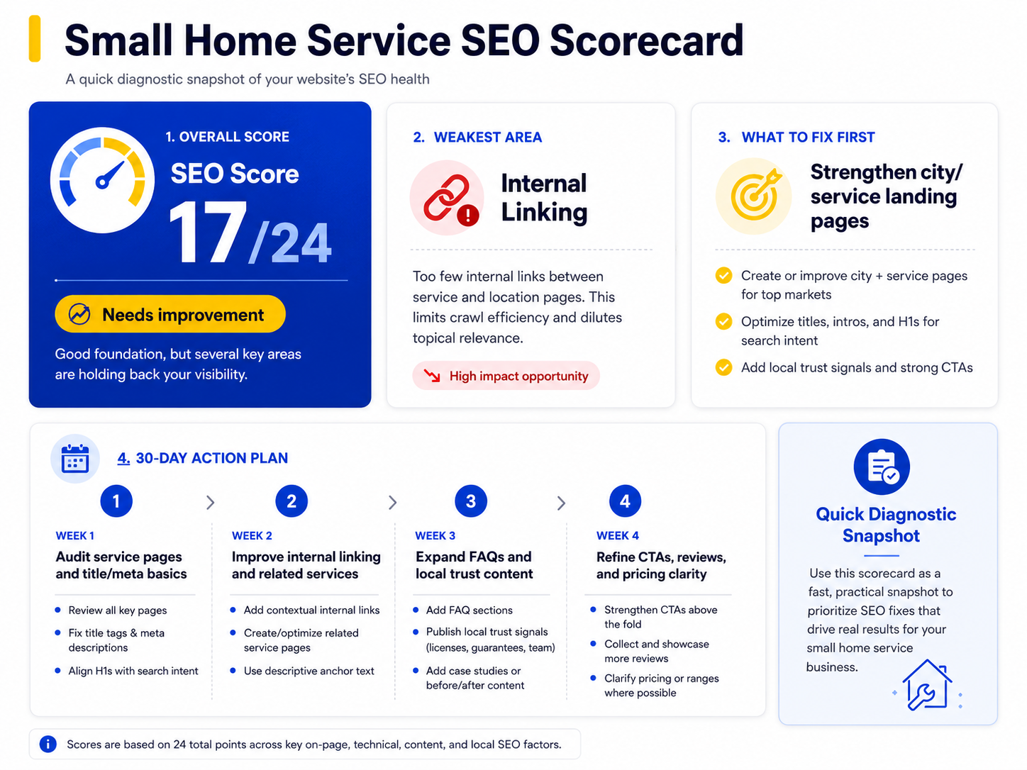 Small Home Service SEO Scorecard Mockup