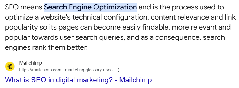 Feature snippet