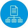 Structured data icon representing markup to improve content indexing and generate rich search results.