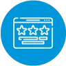 Website review icon representing a comprehensive SEO audit for identifying issues and improving site performance.